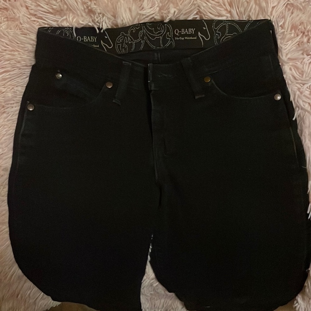 Q baby wrangler riding jeans in black, size 1/2 waist 36 length